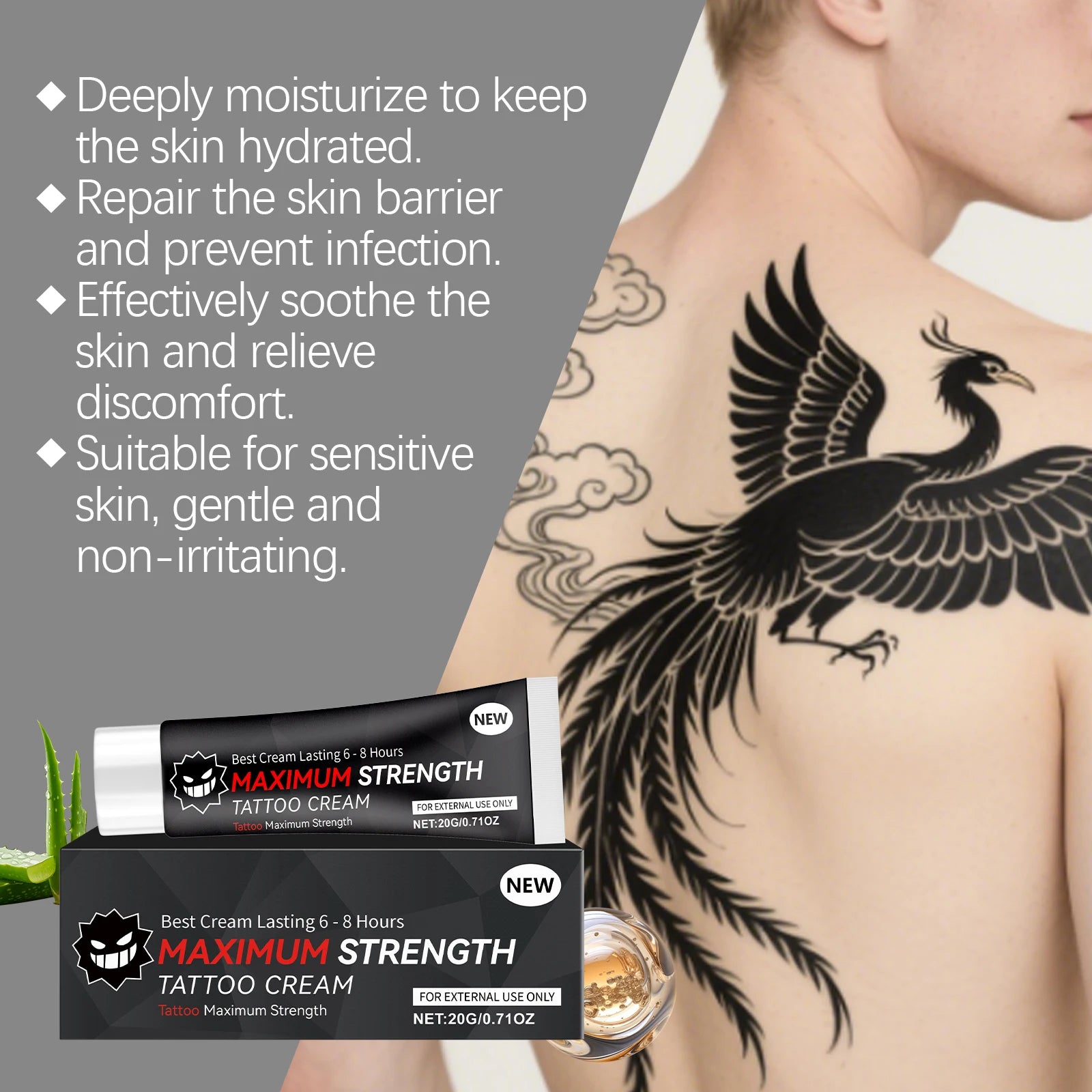 Tattoo care gel gentle formula cleans, comfortable, moisturizes and cares for the skin tattoo color care gel