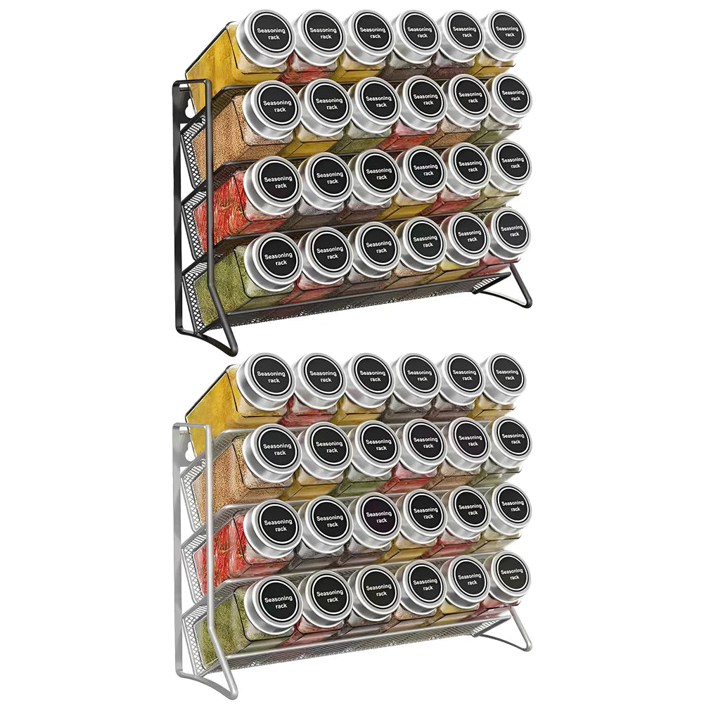 4 Tier Cupboard Storage Shelf Carbon Steel Spice Seasoning Organizer Non-Slip Pantry Organizer Stand for Home Kitchen