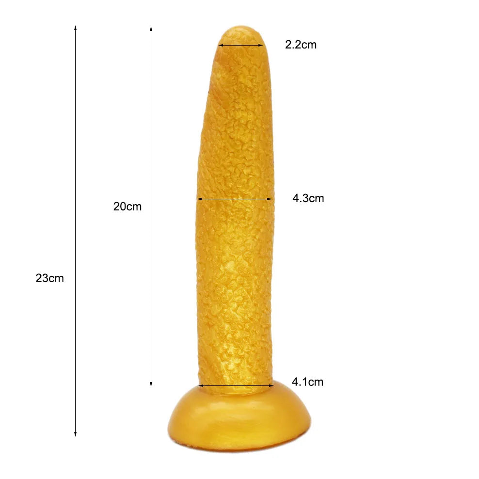 FAAK Gold Large Long Anal Plug With Suction Cup Fantasy Animal Dildos Butt Plug Sex Toys For Women Men Masturbator