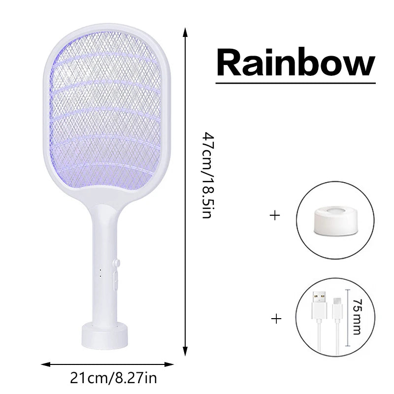2 In 1 Electric Foldable Mosquito Swatter Killer Lamp Rechargeable Anti Mosquitoes House Lamp Wall-Mounted Fly Bug Trap Home