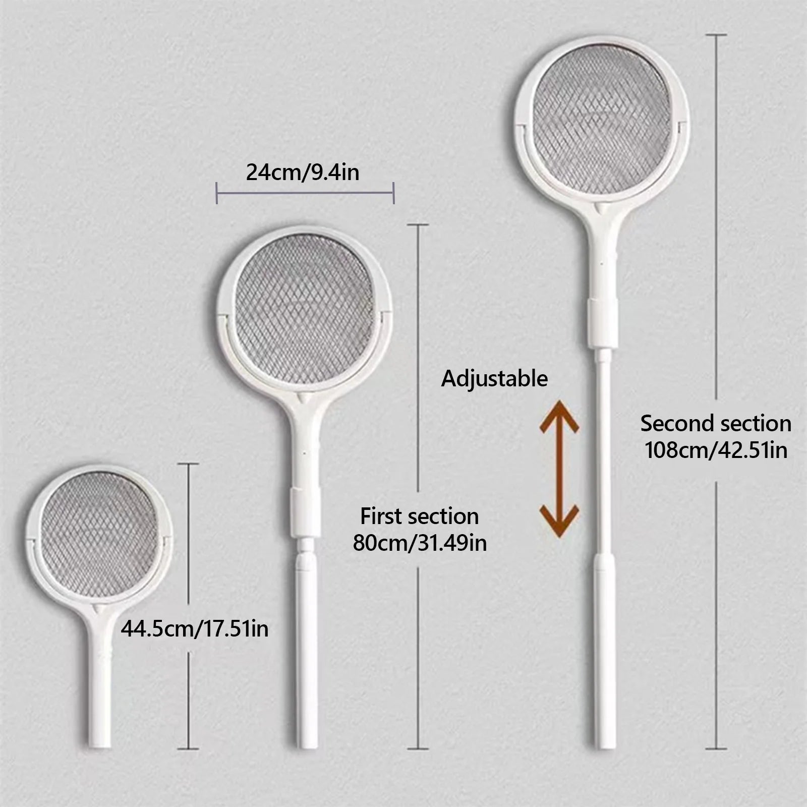 6 in 1 Retractable Mosquito Killer Swatter Racket Electric Fly Trap Bug Lamp Bat for Home House Zapper Insect Extendable Handle