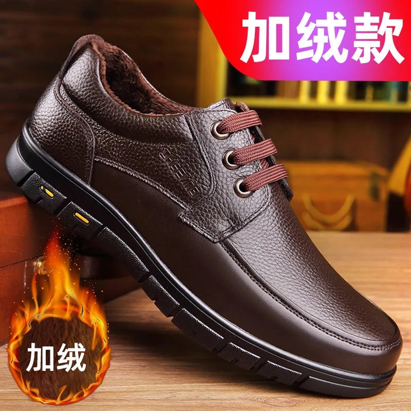Hot Sale Men Genuine Leather Casual Shoes Soft Sole Walking Shoes Luxury Brand Middle-aged Old Man Dad Lightweight Loafers Shoes