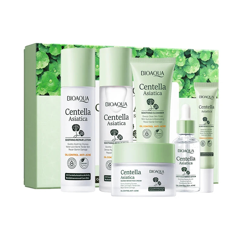BIOAOUA Centella Asiatica Soothing and Repairing Six-Piece Set Whitening Firming Anti-aging Beauty Facial Skincare Set