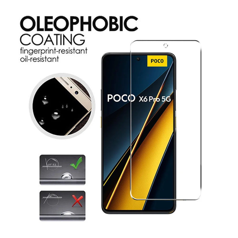 4PCS Tempered Glass For POCO X6 X7 X5 X4 X3 F7 F6 F5 GT Pro Screen Protectors For POCO M6 M5 M3 Pro 5G C65 C40 Protective Glass