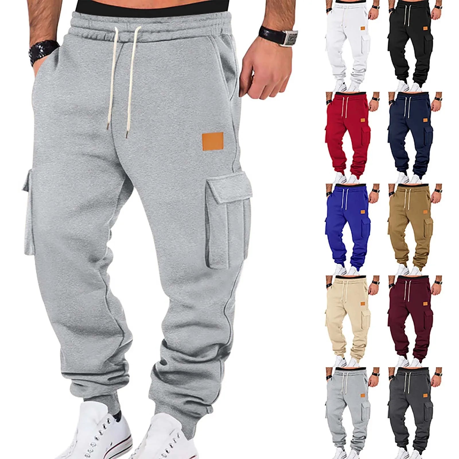 Men's Cargo Pants 2025 New Casual Loose Autumn Winter Straight Baggy Pants Multi-Pockets Solid Color Pinting Sweatpants 