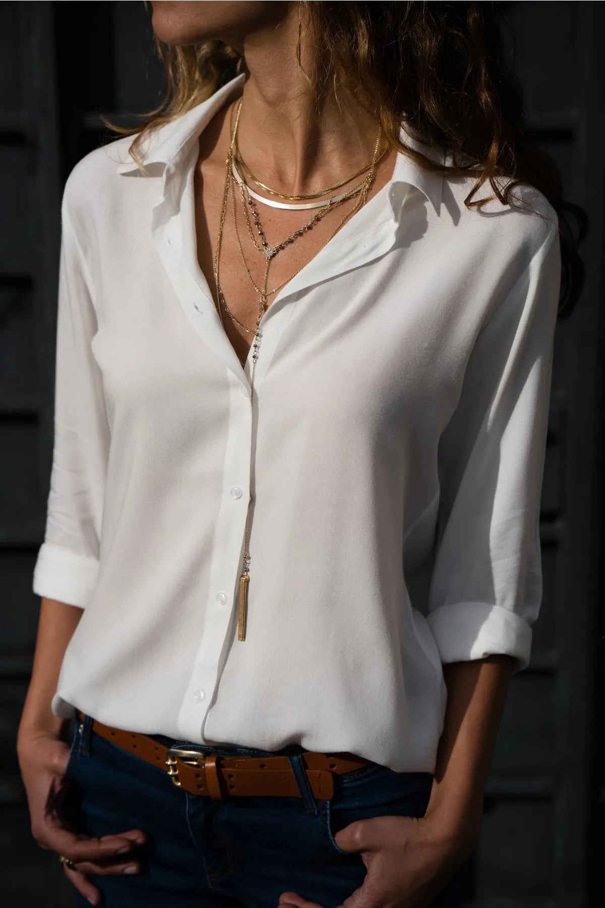 Autumn Shirt Women's Polo Collar Office Lady blouse Vintage Shirt Loose Button Up Down Shirts Fashion Tops