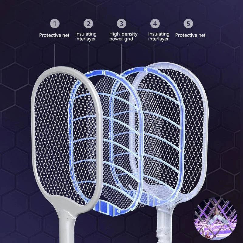 2 In 1 Electric Foldable Mosquito Swatter Killer Lamp Rechargeable Anti Mosquitoes House Lamp Wall-Mounted Fly Bug Trap Home