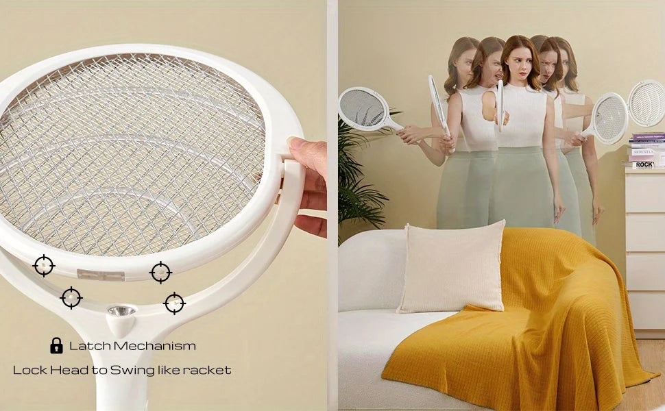 6 in 1 Retractable Mosquito Killer Swatter Racket Electric Fly Trap Bug Lamp Bat for Home House Zapper Insect Extendable Handle