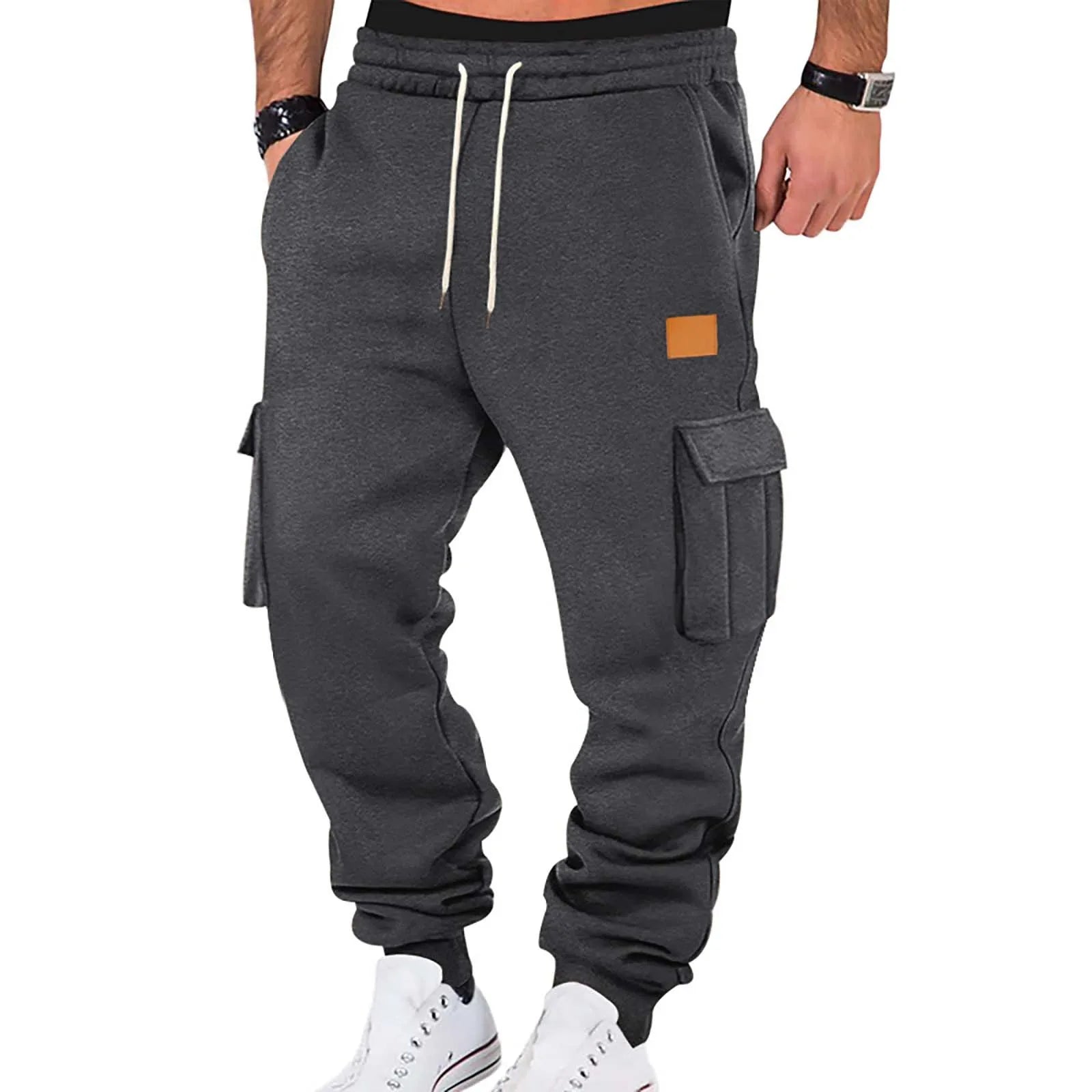 Men's Cargo Pants 2025 New Casual Loose Autumn Winter Straight Baggy Pants Multi-Pockets Solid Color Pinting Sweatpants 