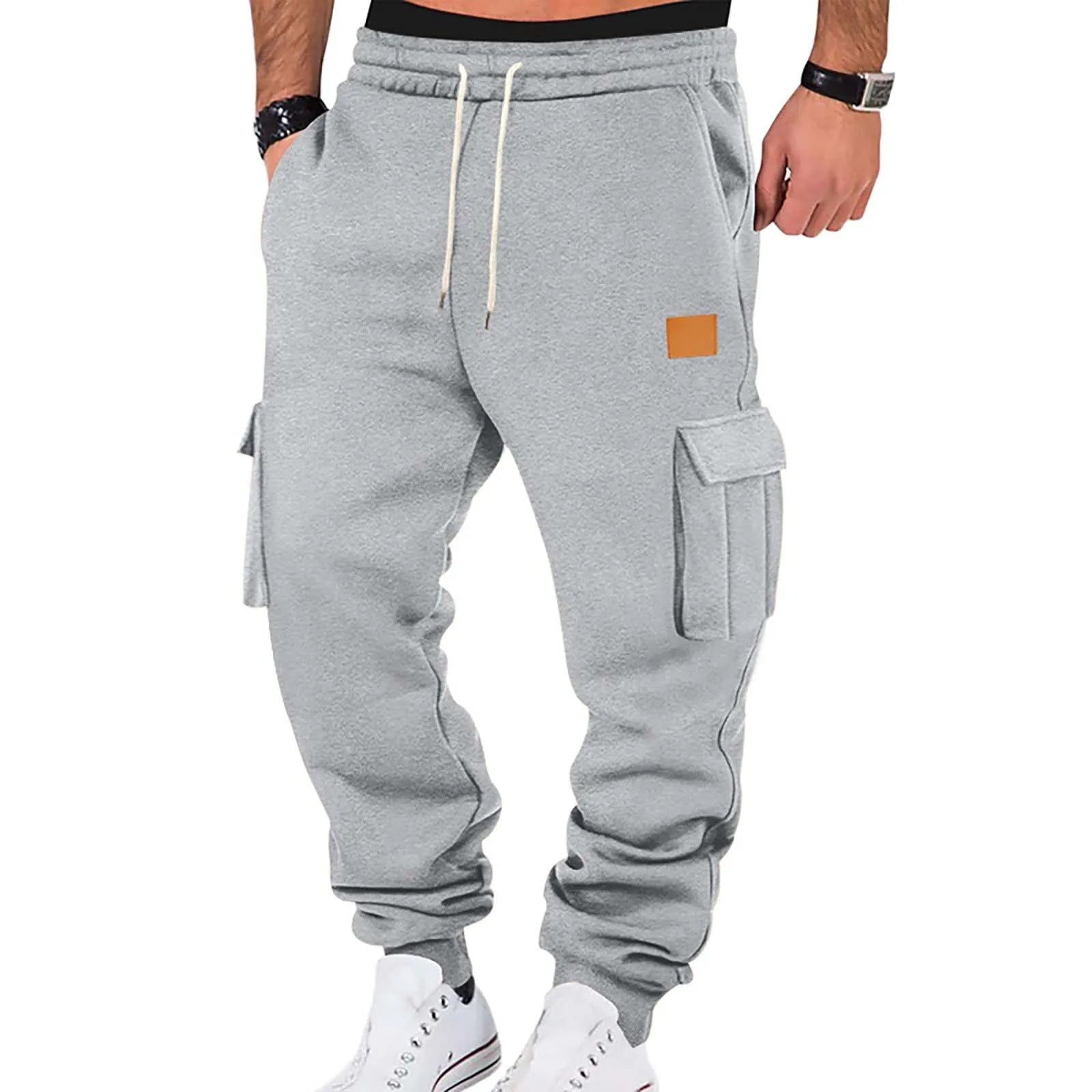 Men's Cargo Pants 2025 New Casual Loose Autumn Winter Straight Baggy Pants Multi-Pockets Solid Color Pinting Sweatpants 