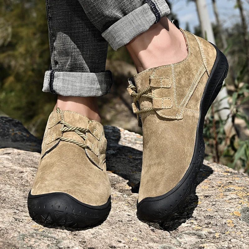 Handmade Leather Casual Men's Shoes New Arrival Design Sneakers Man Breathable Business Footwear Lace-Up Male Walking Shoes