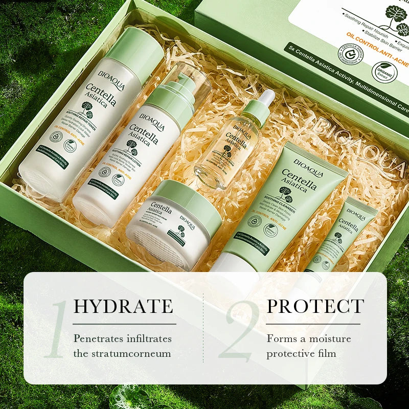 BIOAOUA Centella Asiatica Soothing and Repairing Six-Piece Set Whitening Firming Anti-aging Beauty Facial Skincare Set