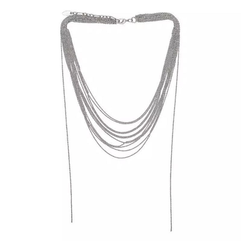 Shimmering Mult Layer Fashion Tassel Necklace