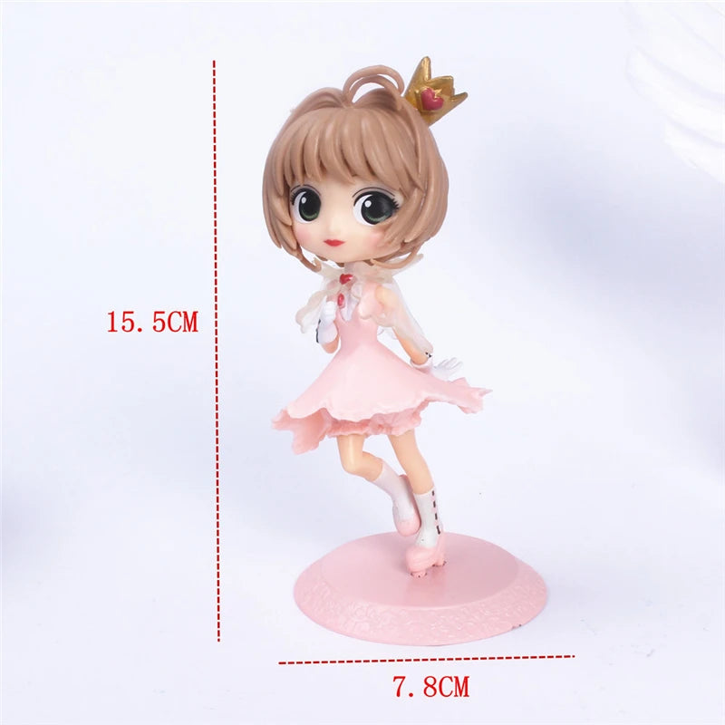 Anime Lovely Pink Card Captor SAKURA Action Figures Models PVC Figure Model Car Cake Decorations Magic Wand Girls Toys Gift