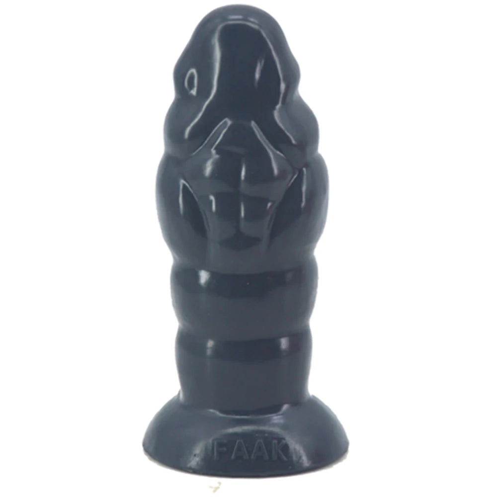 FAAK Gold Large Long Anal Plug With Suction Cup Fantasy Animal Dildos Butt Plug Sex Toys For Women Men Masturbator