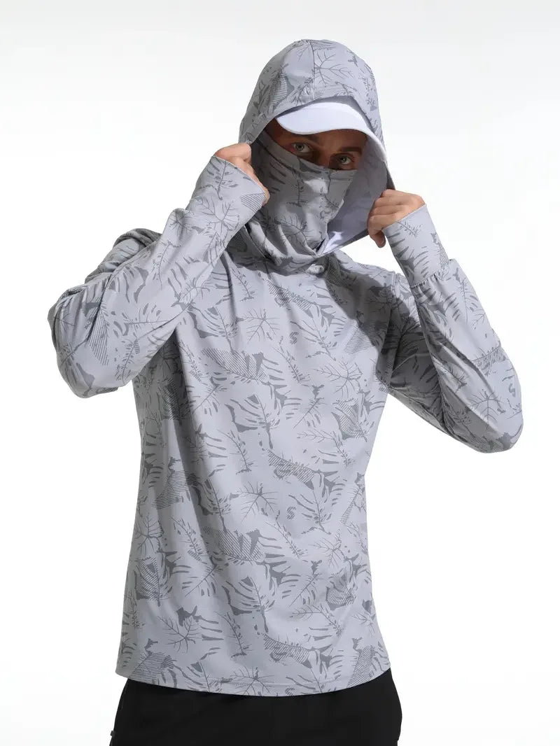 Fishing Shirt Hooded Men Fishing Clothes Outdoor Summer Mask Hoodie Sun Uv Protection Performance Jersey