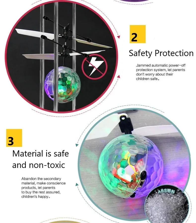 Led Light Suspension Crystal Ball Infrared Induction RC Gesture Control Colorful Glowing Toys Flying Unique Gift for Kids