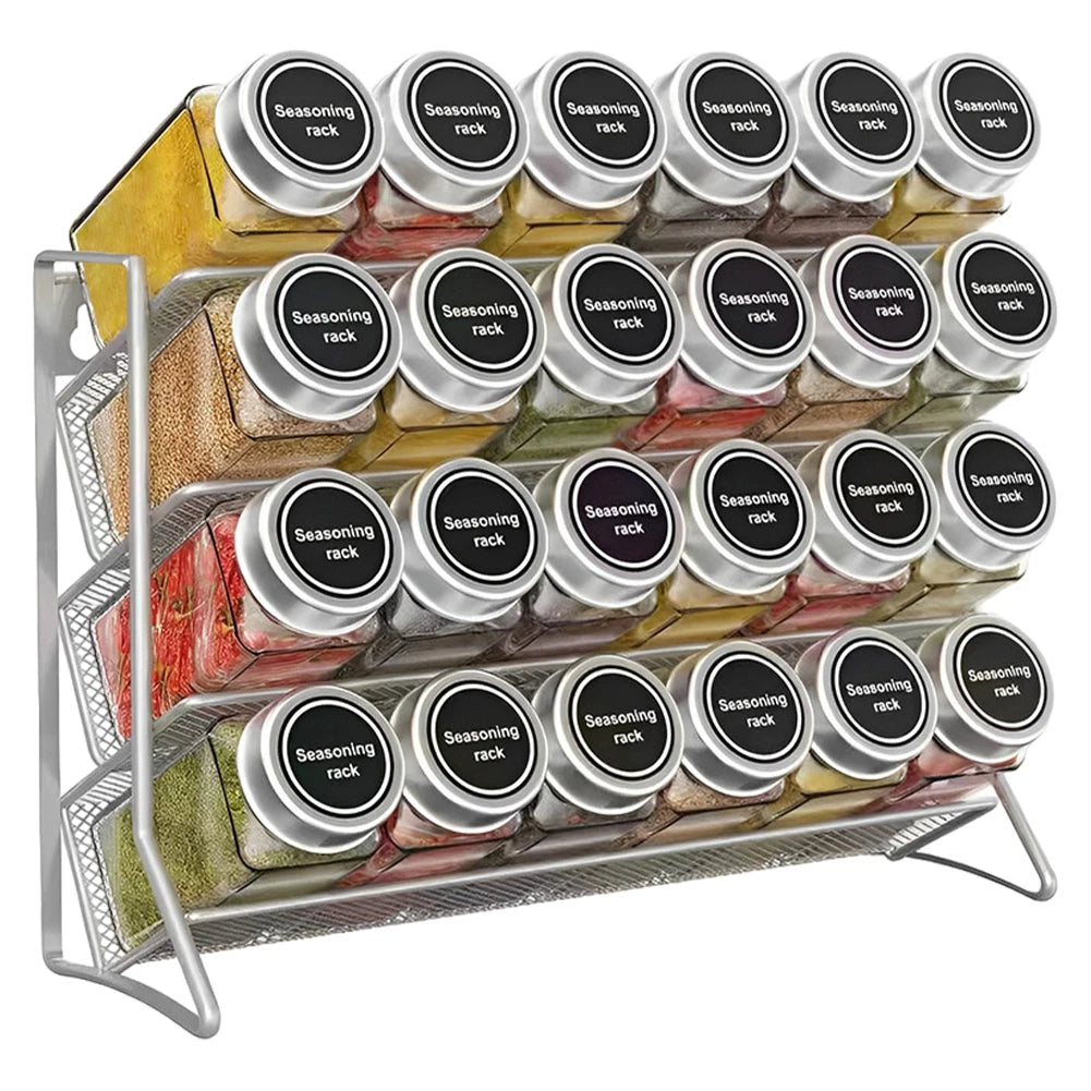 4 Tier Cupboard Storage Shelf Carbon Steel Spice Seasoning Organizer Non-Slip Pantry Organizer Stand for Home Kitchen