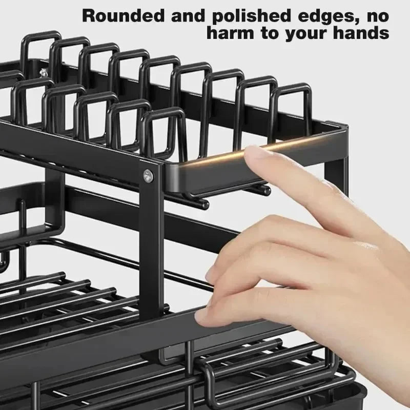 HOT Adjustable Dish Drying Rack & Drainboard Organizer for Kitchen Plates, Over Sink Countertop, Cutlery Storage with Drain Rac