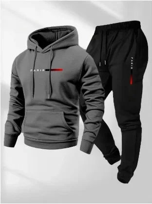 Unisex Paris Letter Print Hoodie And Drawstring Sports Set Casual Fashionable Streetwear for Men And Women Winter Season