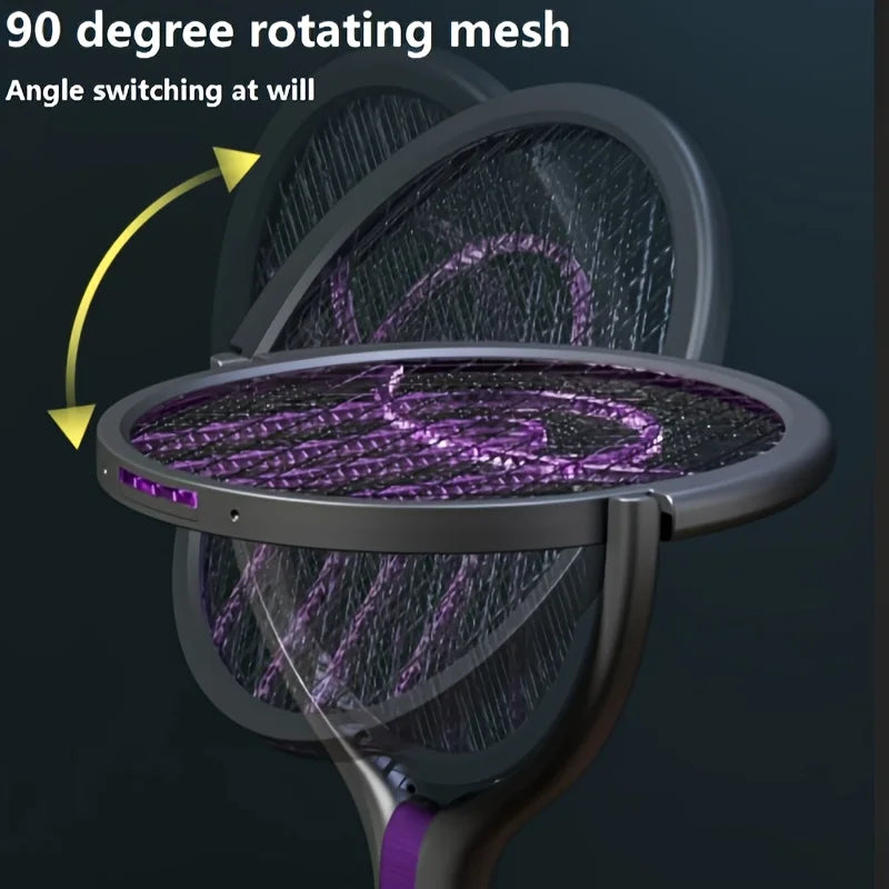 6 in 1 Retractable Mosquito Killer Swatter Racket Electric Fly Trap Bug Lamp Bat for Home House Zapper Insect Extendable Handle