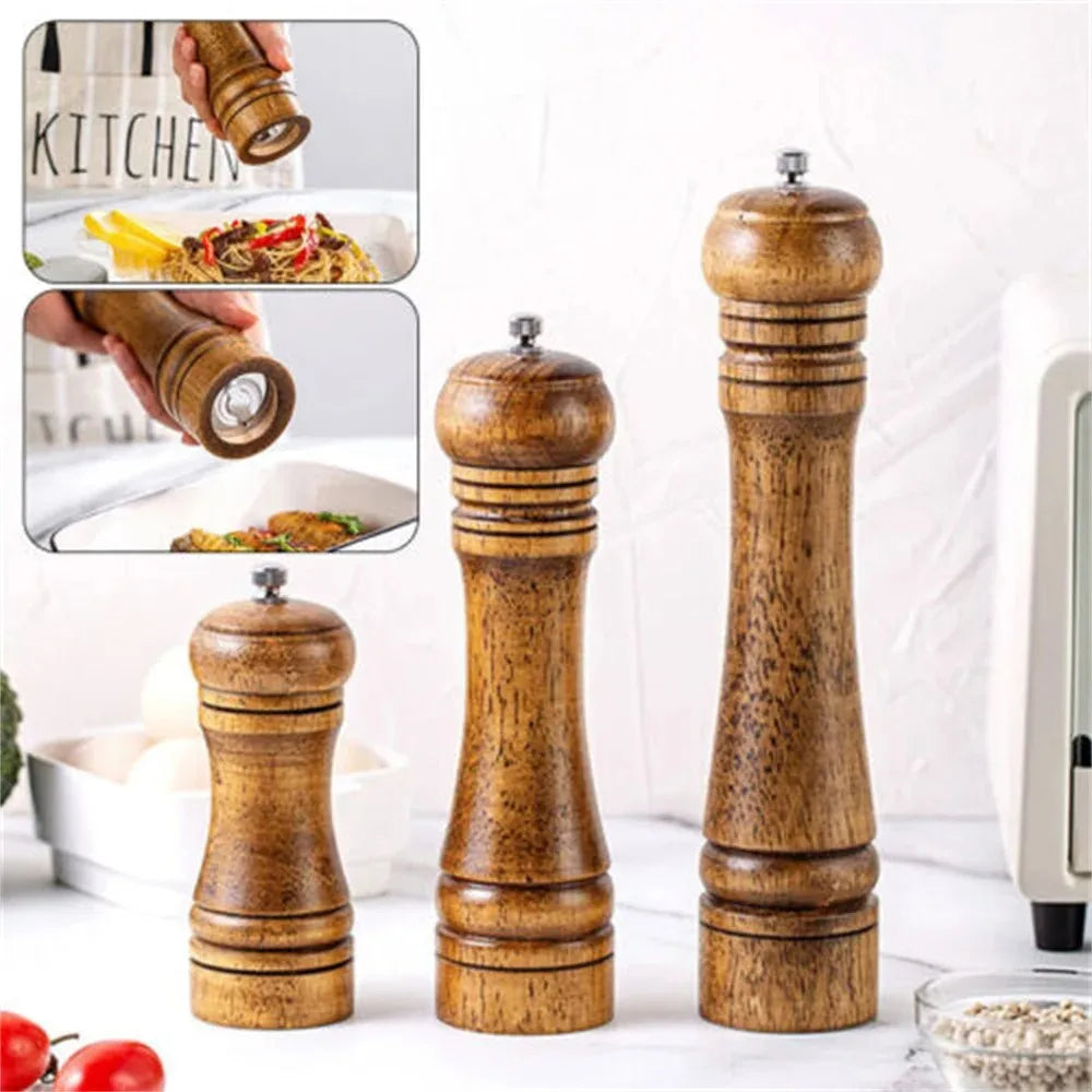 5/8/10inch Wooden Salt Pepper Grinder Mill Shaker Rotor Kitchen Tool Spices Seasoning Gadget Accessory Cooking Essential Items