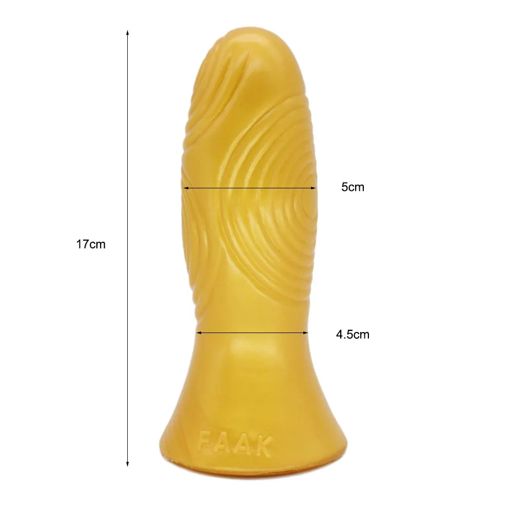 FAAK Gold Large Long Anal Plug With Suction Cup Fantasy Animal Dildos Butt Plug Sex Toys For Women Men Masturbator