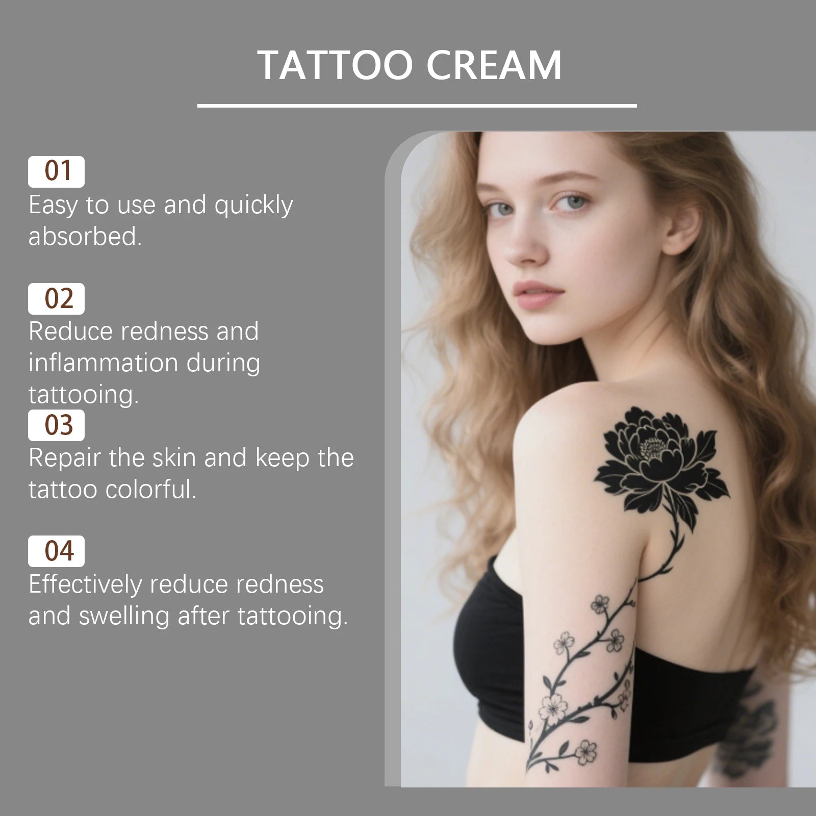 Tattoo care gel gentle formula cleans, comfortable, moisturizes and cares for the skin tattoo color care gel