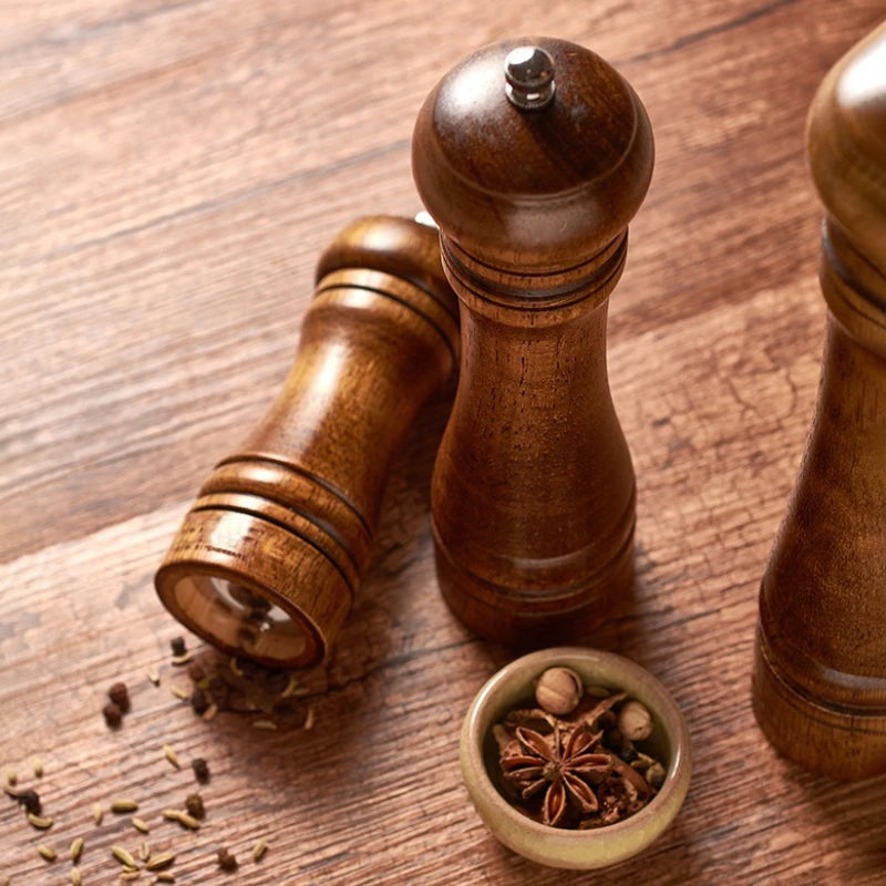 5/8/10inch Wooden Salt Pepper Grinder Mill Shaker Rotor Kitchen Tool Spices Seasoning Gadget Accessory Cooking Essential Items