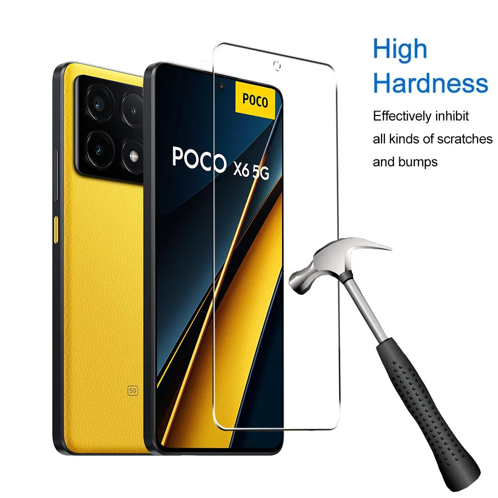 4PCS Tempered Glass For POCO X6 X7 X5 X4 X3 F7 F6 F5 GT Pro Screen Protectors For POCO M6 M5 M3 Pro 5G C65 C40 Protective Glass
