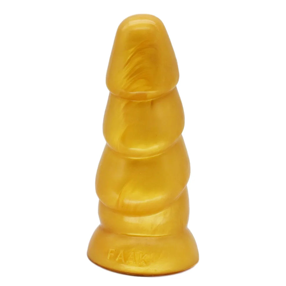 FAAK Gold Large Long Anal Plug With Suction Cup Fantasy Animal Dildos Butt Plug Sex Toys For Women Men Masturbator