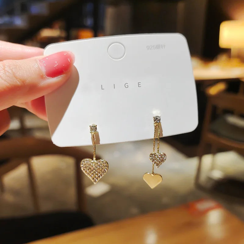 Green Crystal Golden Leaves Earrings for Women Individuality Daily Accessories Valentines Day Anniversary Birthday Jewelry Gifts