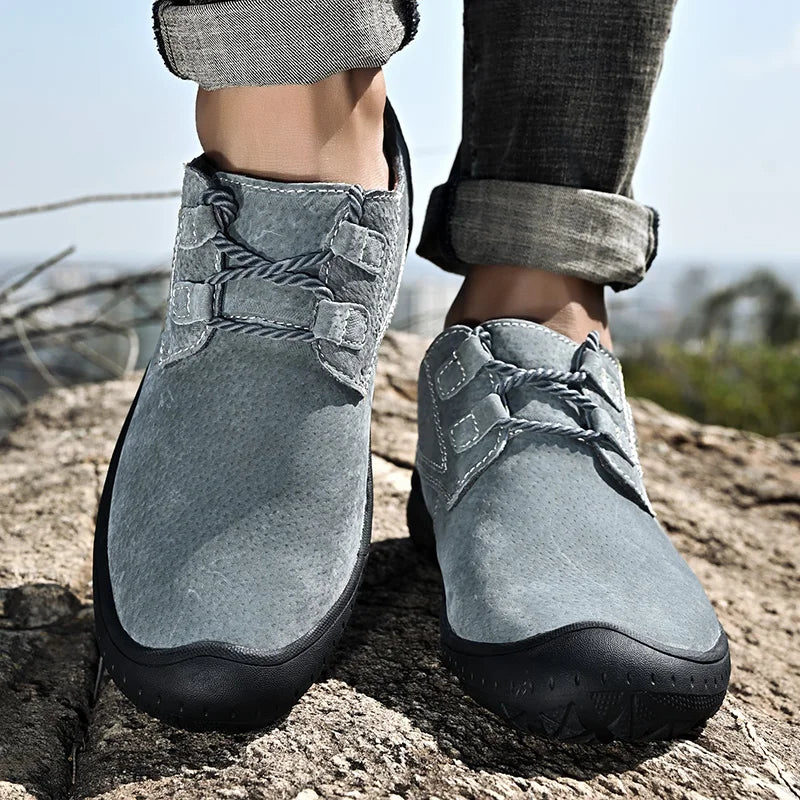 Handmade Leather Casual Men's Shoes New Arrival Design Sneakers Man Breathable Business Footwear Lace-Up Male Walking Shoes