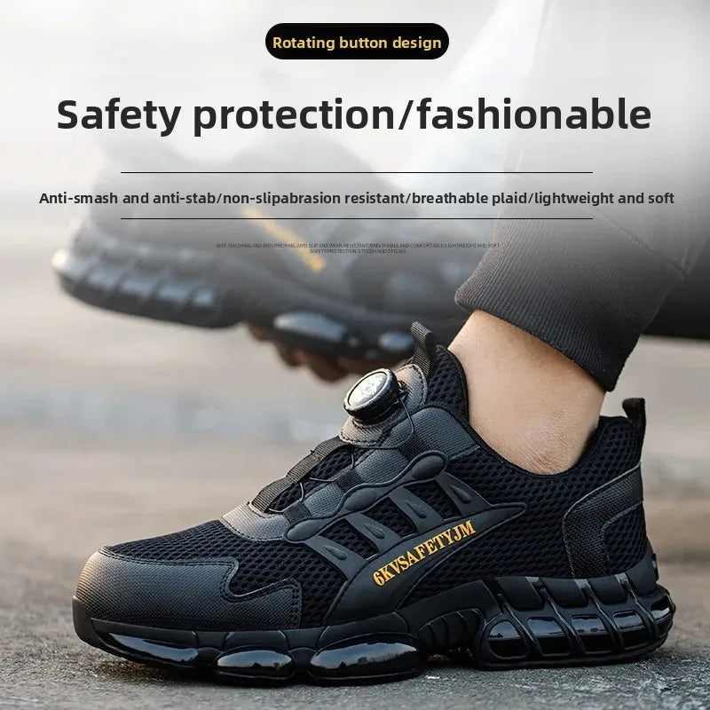 New Seasonal Safety Shoes Lightweight Breathable Plastic Head Protection Anti Crush Shock Absorption Insulation Rotating Buckle