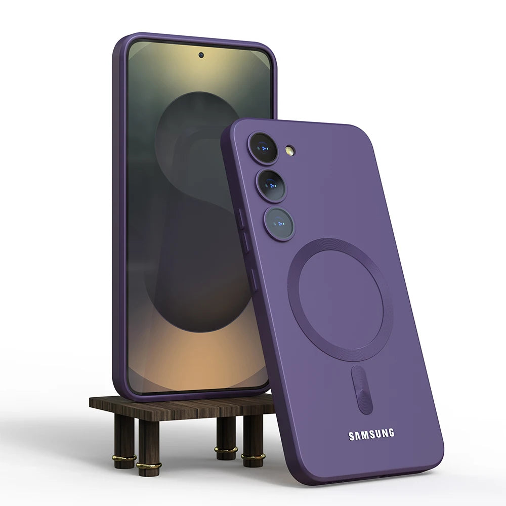 For Samsung Galaxy S25 Magsafe Case S24 S23 S21 FE S22 Plus A56 A55 A54 A36 A35 A16 A15 Soft Silicone Magnetic Phone Back Cover