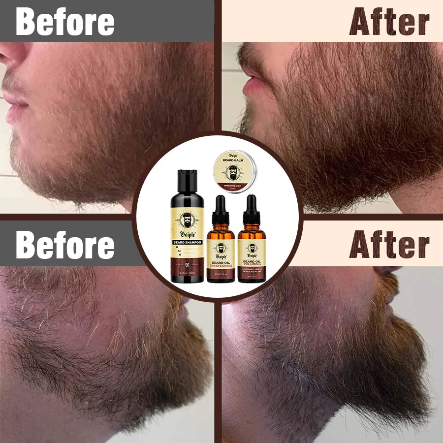 Beard Care Kit Whiskers Deep Clean Shampoo Conditioning Volumizing Oil Moustache Balm Beards Moisturizing and Smoothing Products