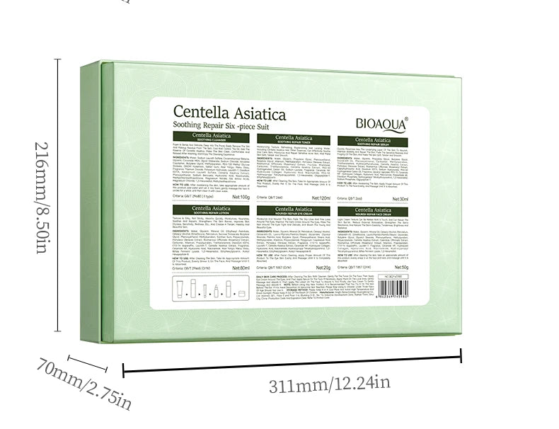 BIOAOUA Centella Asiatica Soothing and Repairing Six-Piece Set Whitening Firming Anti-aging Beauty Facial Skincare Set