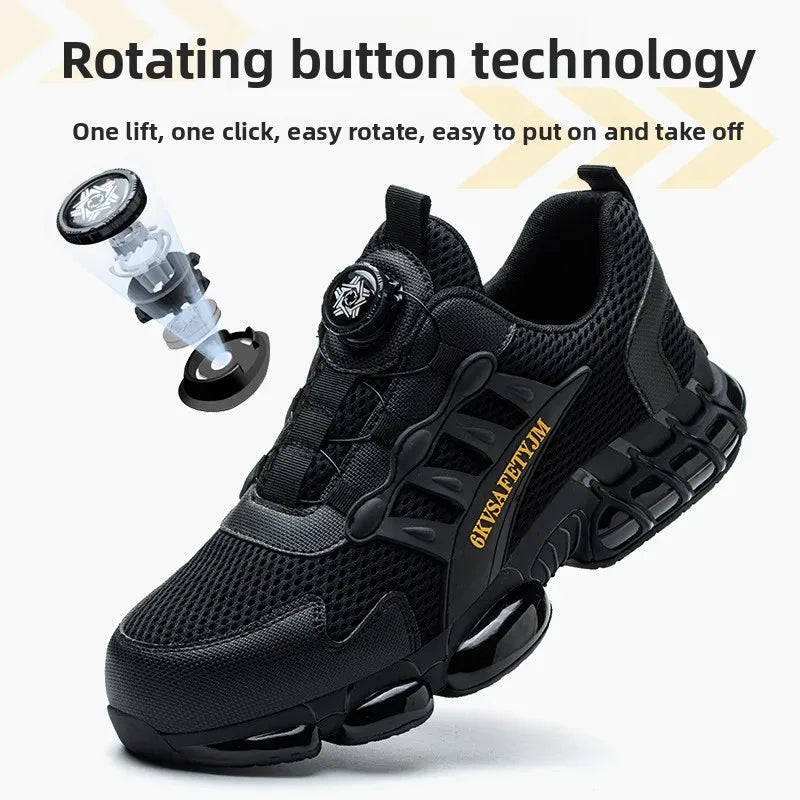New Seasonal Safety Shoes Lightweight Breathable Plastic Head Protection Anti Crush Shock Absorption Insulation Rotating Buckle