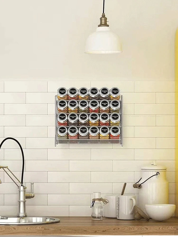 4 Tier Cupboard Storage Shelf Carbon Steel Spice Seasoning Organizer Non-Slip Pantry Organizer Stand for Home Kitchen