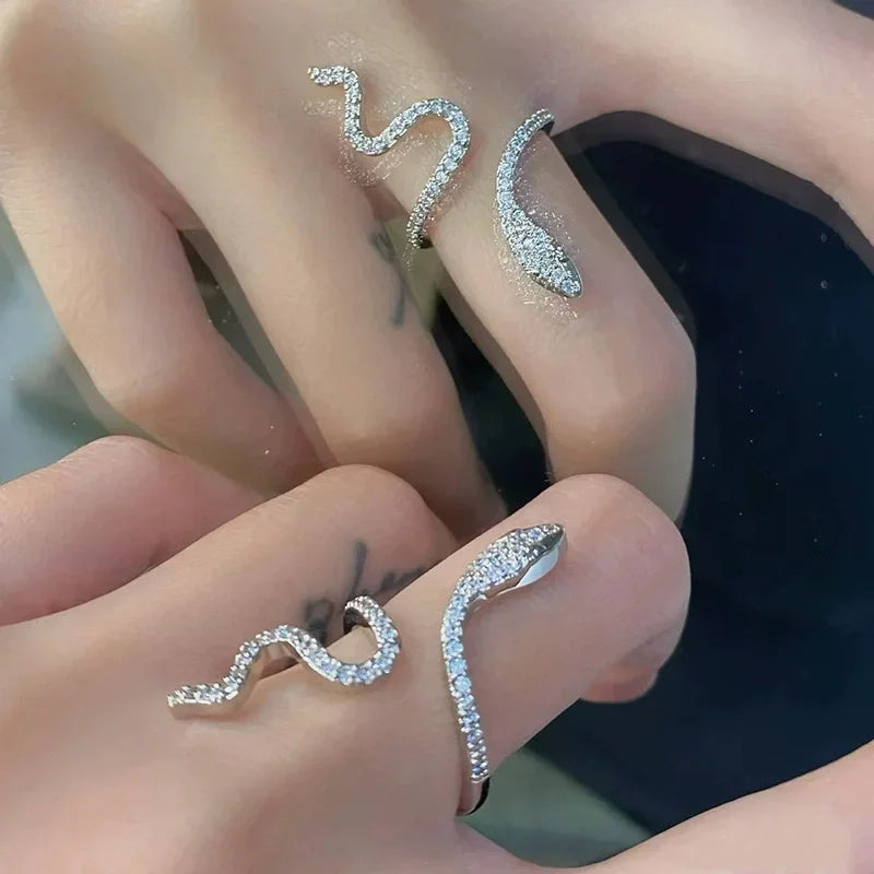 Women Gothic Open Snake Ring Adjustable Animal Rings Reptile Fashion Punk Personality Jewelry Accessories Jewellery Tentacles