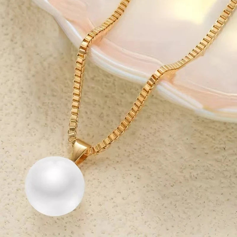 2 Pieces Of Round Pearl Jewelry Set, Earrings, Pendants, Necklaces, Ladies' Exquisite And Fashionable Wedding Jewelry Set,Gifts
