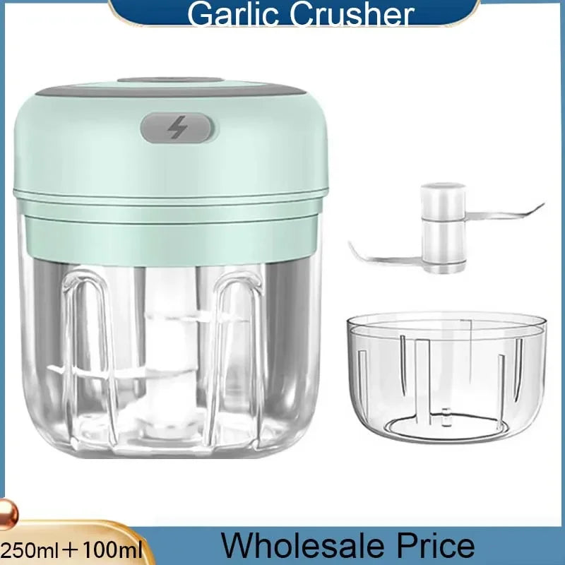 250/100ML Garlic Mincer USB Charging Powerful Mini Electric Garlic Chopper Portable Garlic Crusher Kitchen Food Chopper Unisex