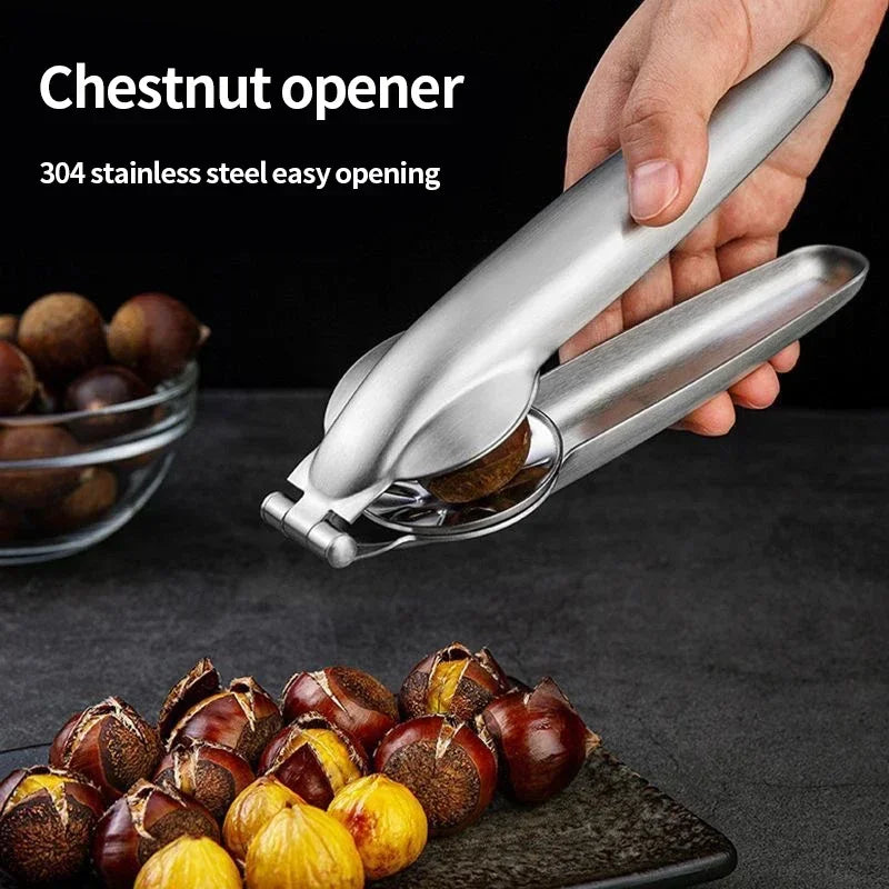 2in1 Chestnut Machine Kitchen Accessori Stainless Steel Chestnut Cracker Opener Sheath Cutter Metal Nuts Clip Walnut Pliers Tool