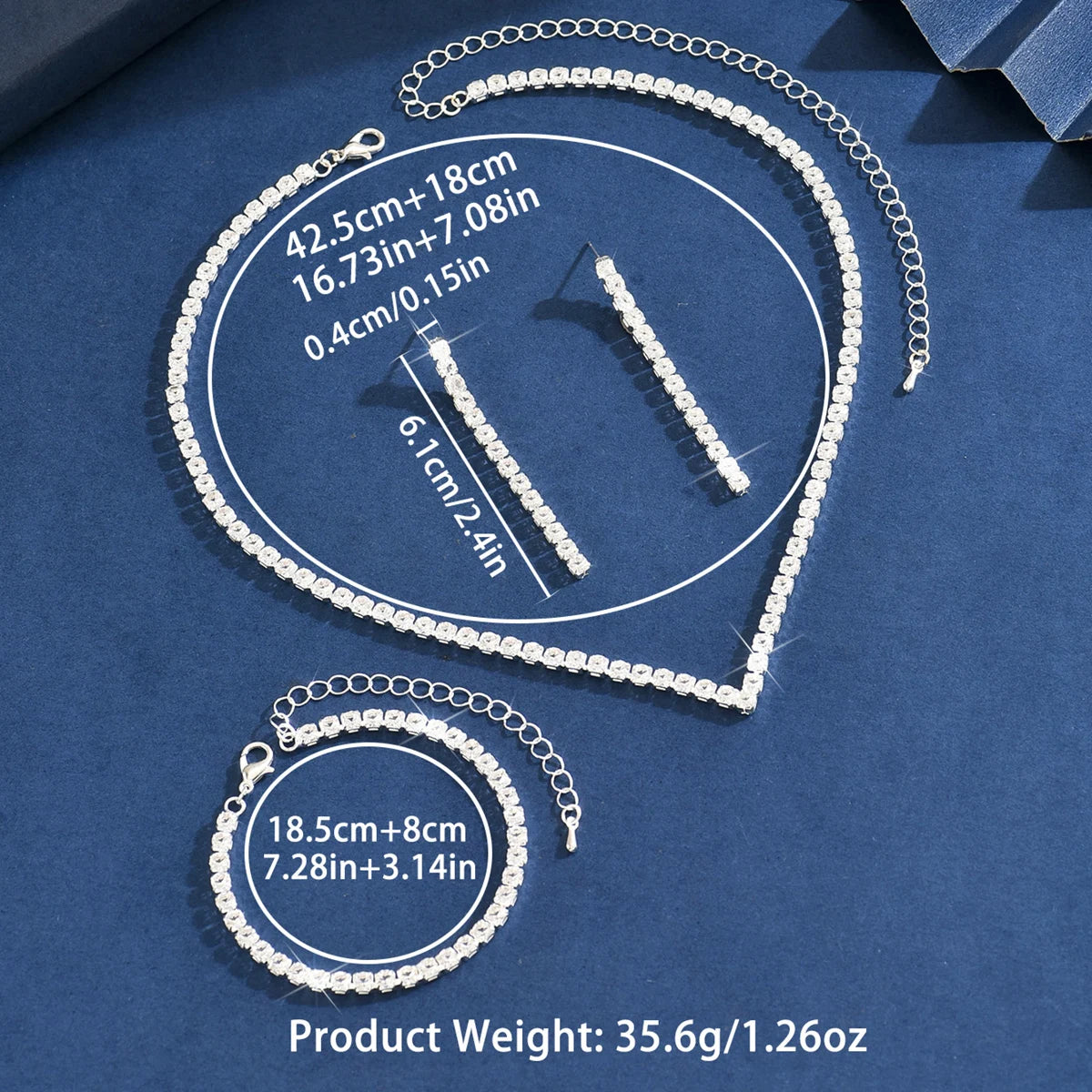 Women's Jewelry Set zircon Copper Alloy Chain Necklace Earrings Bracelet Casual Accessories for Weddings Parties Holidays