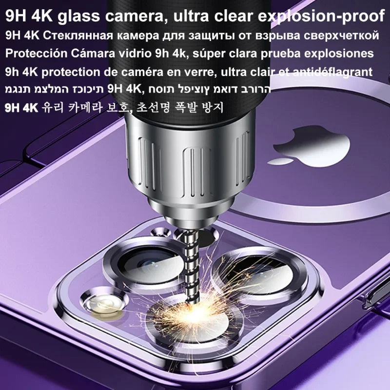 Luxury Plating For Magsafe Magnetic Case For iPhone 17 16 15 14 13 12 11 Pro Max Plus Wireless Charge Cover With Lens Protector