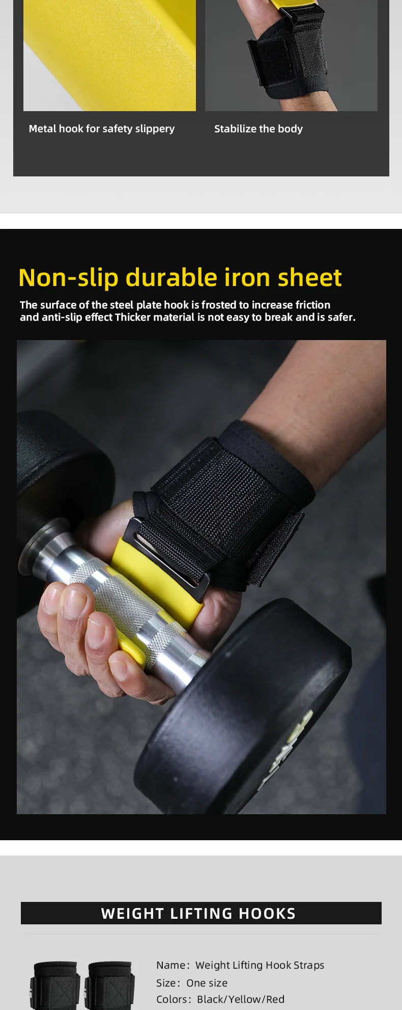 VBOSi Heavy Duty Weightlifting Hooks Wrist Strap Grips Neoprene Padded Steel for Deadlifts Pull-ups Gym Training