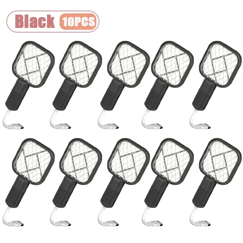 1-10PCS Portable Mosquito Killer Electric Fly Swatter Night Light Function USB Charging Insect Trap for Home Bedroom Patio