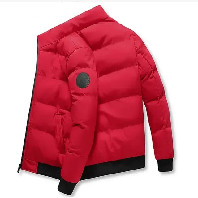Fashion autumn and winter short men's thick warm coat, outdoor windproof new zipper printed men's casual jacket M-5XL