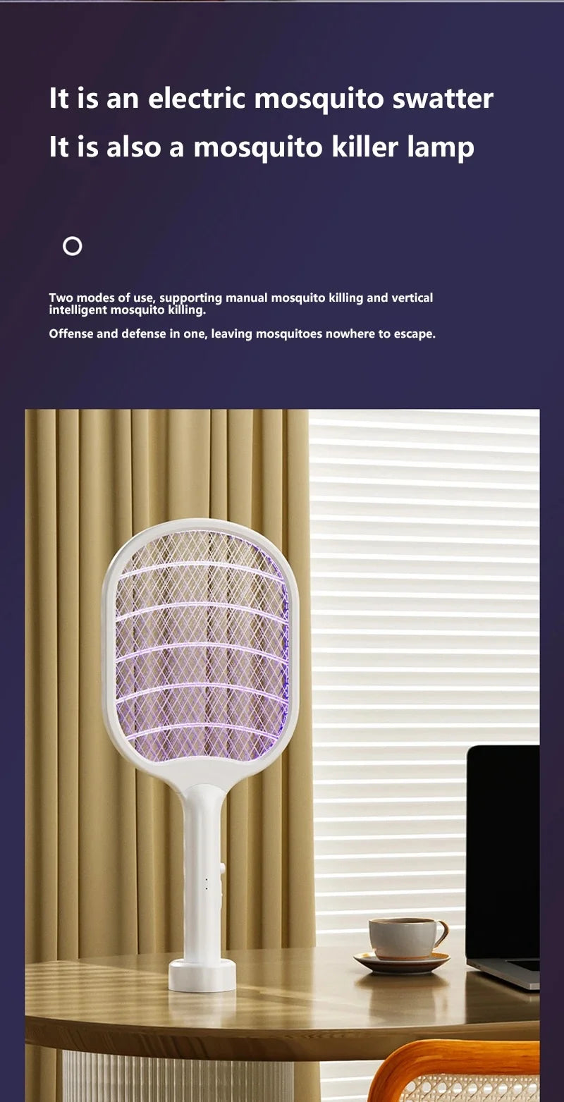 2 In 1 Electric Foldable Mosquito Swatter Killer Lamp Rechargeable Anti Mosquitoes House Lamp Wall-Mounted Fly Bug Trap Home
