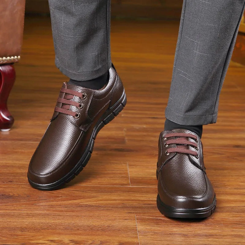 Hot Sale Men Genuine Leather Casual Shoes Soft Sole Walking Shoes Luxury Brand Middle-aged Old Man Dad Lightweight Loafers Shoes